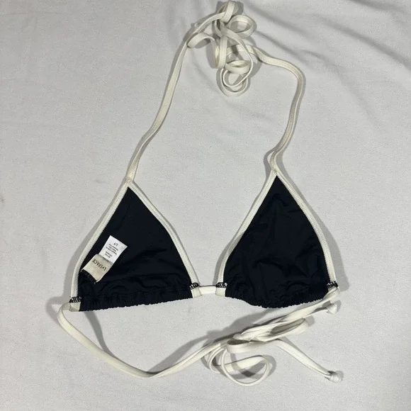 NWD $92 L Space [ Small ] Colorblock Lotus Bikini Top in Black + Cream #U1742 - Picture 7 of 10
